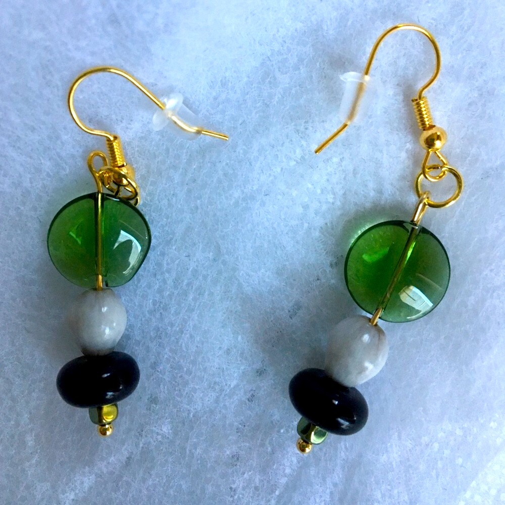 Glass & Panya Nut Seed Earrings